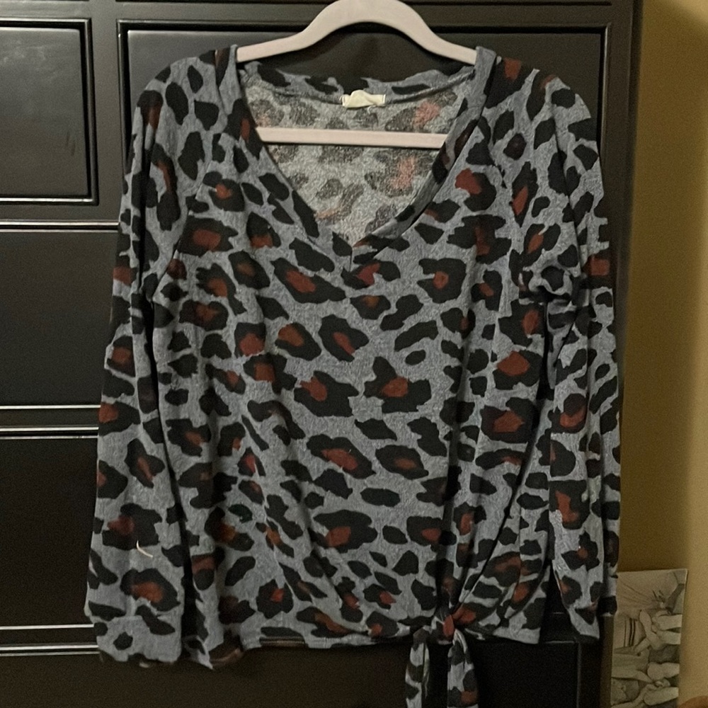 Black and gray cheetah print sweater, originally from Evereve, size medium